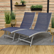 Clearwater Phifer® & Aluminum Lounger Set (2pc) - Navy Steel