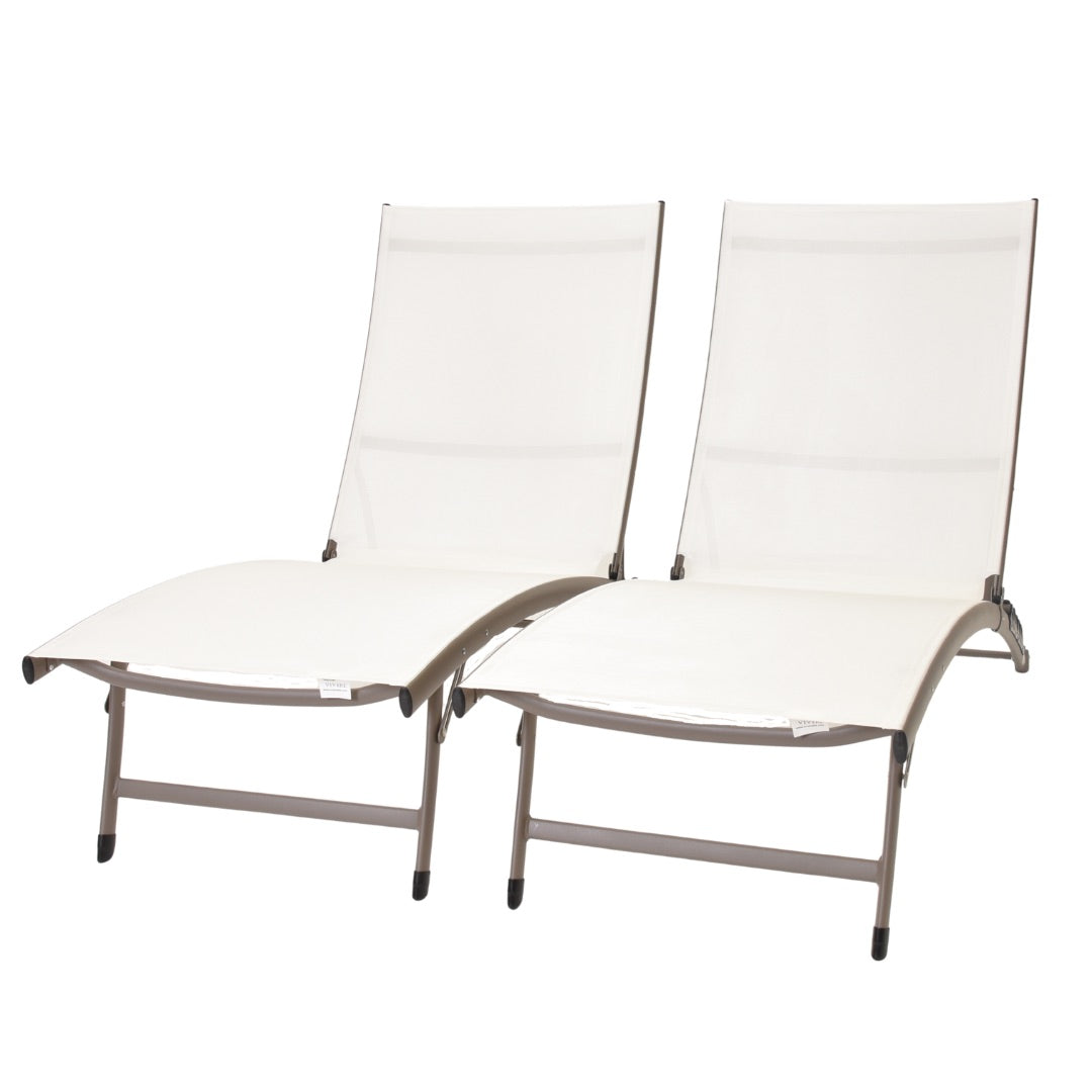 Clearwater Phifer® & Aluminum Lounger Set (2pc) - Pearl