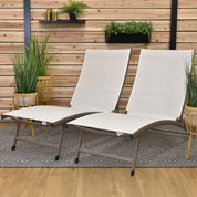 Clearwater Phifer® & Aluminum Lounger Set (2pc) - Pearl