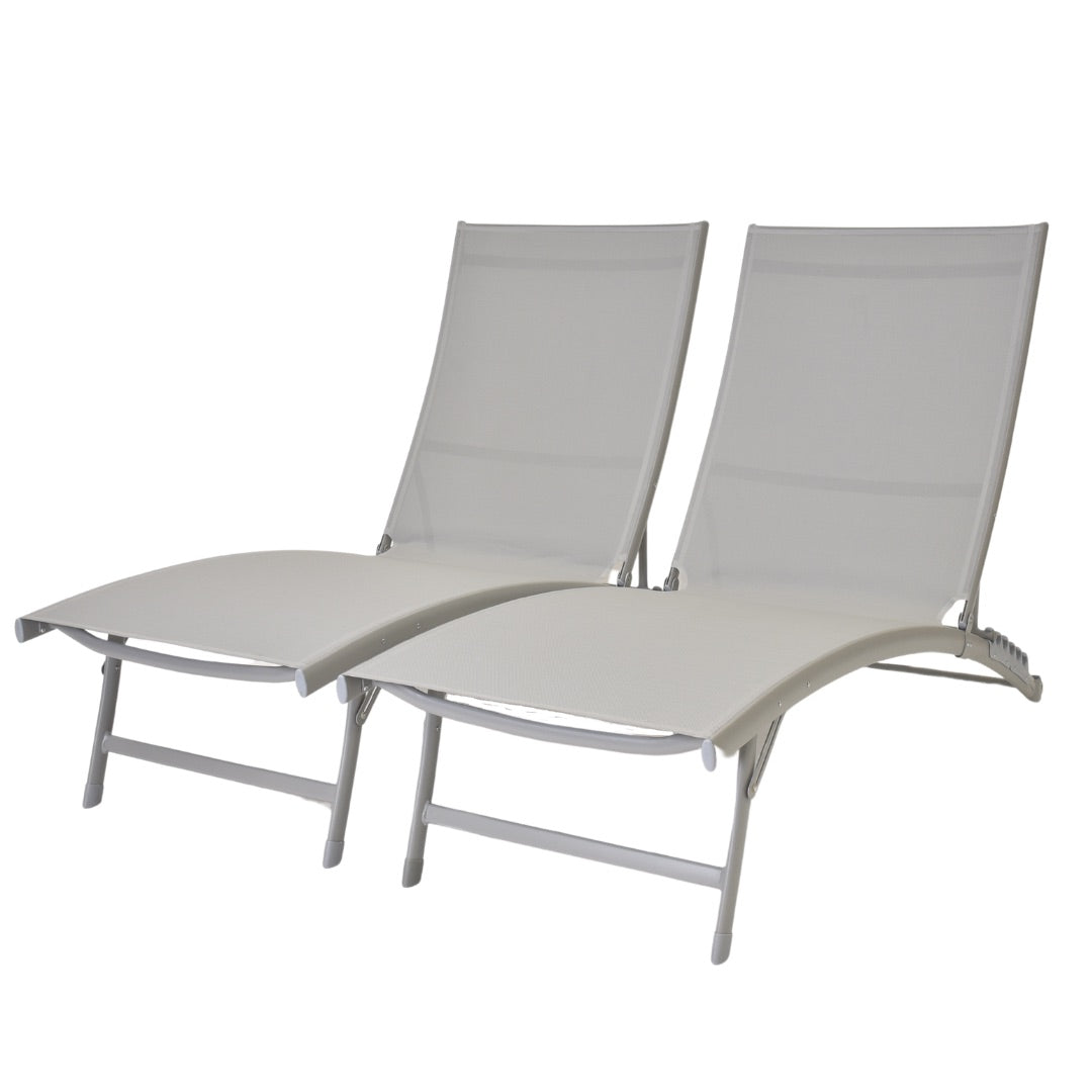 Clearwater Phifer® & Aluminum Lounger Set (2pc) - River Pebble