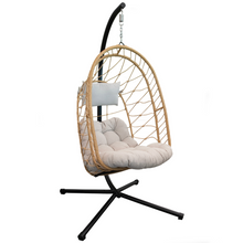 Load image into Gallery viewer, Deluxe Nest Chair with Steel Stand &amp; GeoBella Plush Outdoor Cushion Accommodates 250lbs - Cappuccino
