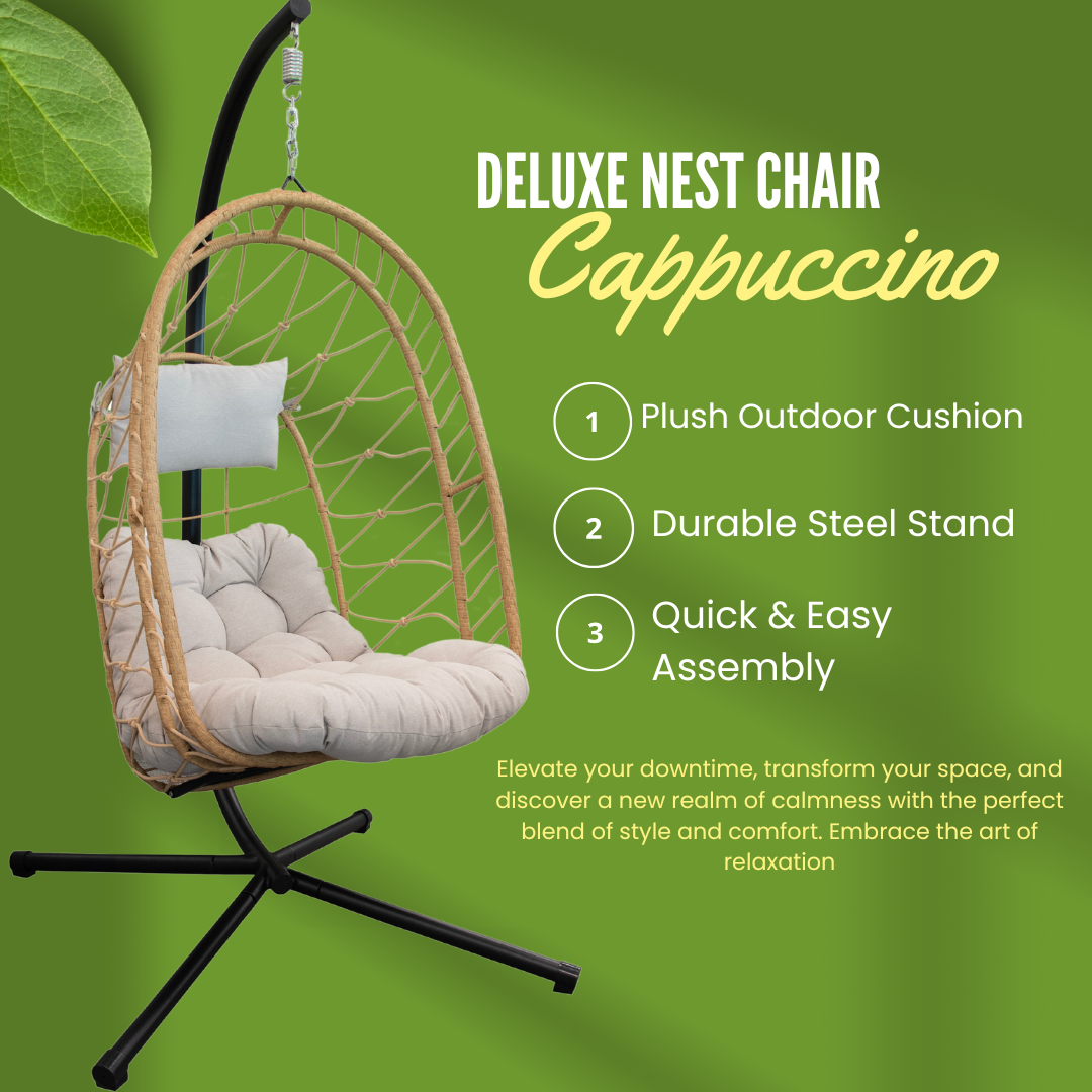 Deluxe Nest Chair with Steel Stand - Cappuccino