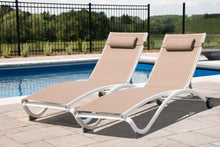 Load image into Gallery viewer, Glendale 4 Position Aluminum Pool Lounger with Wheel and Pillow 2 Pack
