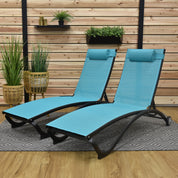 Glendale Phifer® & Aluminum Lounger Set (2pc) - Blue Hawaii