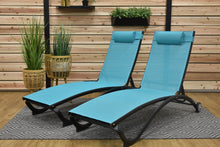 Load image into Gallery viewer, Glendale 4 Position Aluminum Pool Lounger with Wheel and Pillow 2 Pack
