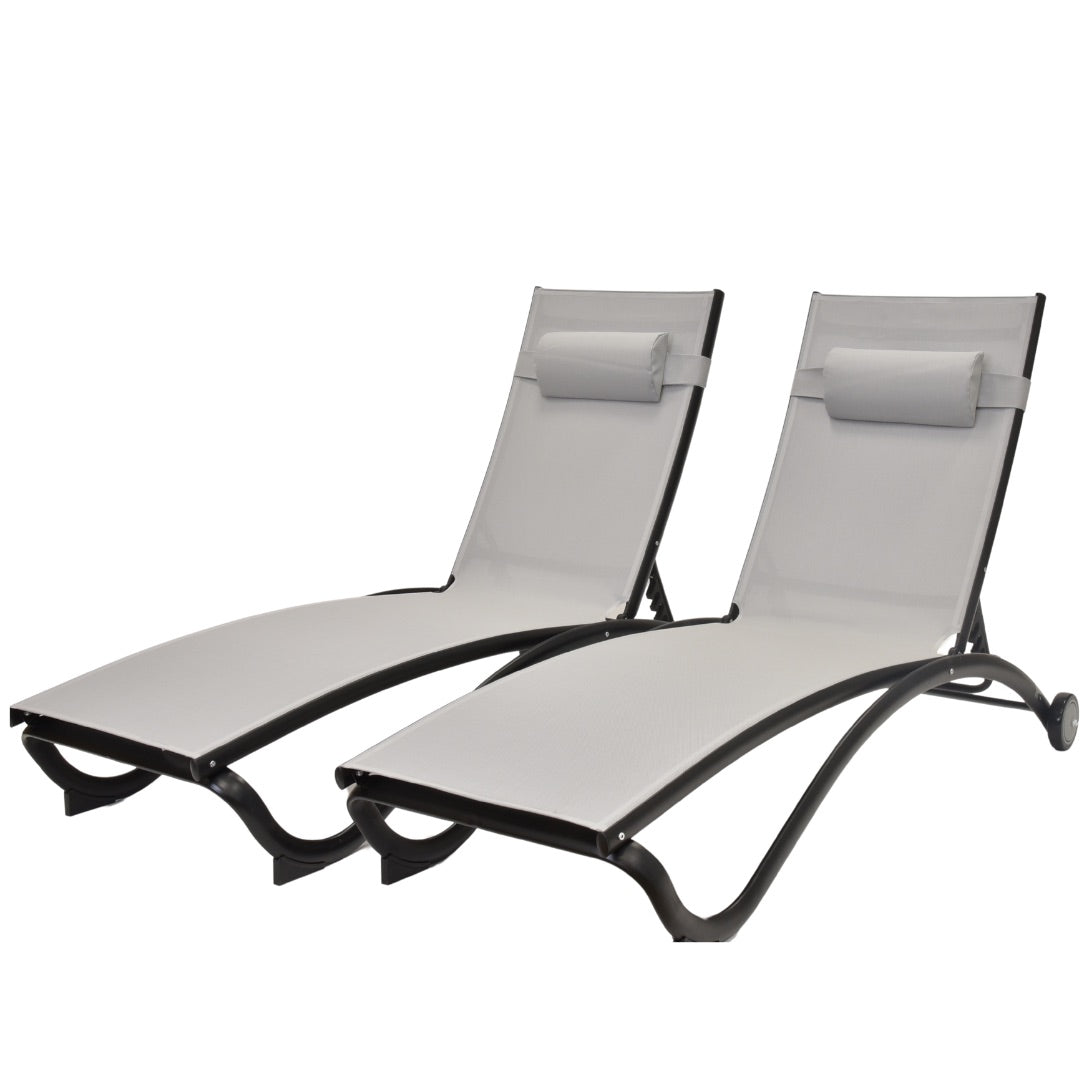 Glendale Phifer® & Aluminum Lounger Set (2pc) - River Pebble