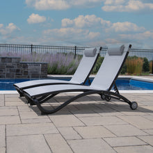 Load image into Gallery viewer, Glendale 4 Position Aluminum Pool Lounger with Wheel and Pillow 2 Pack
