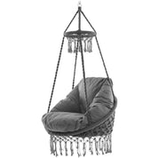 Deluxe Macrame Chair With Fringe - Fog Gray