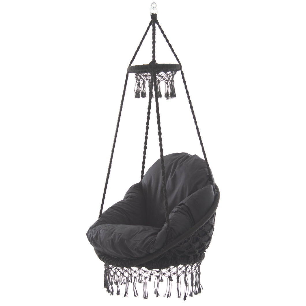 Deluxe Macrame Chair With Fringe - Eclipse