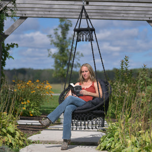 Deluxe Macrame Chair With Fringe - Eclipse