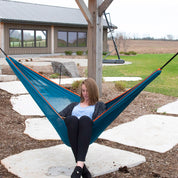 Mesh Camping Hammock - Turquoise & Orange