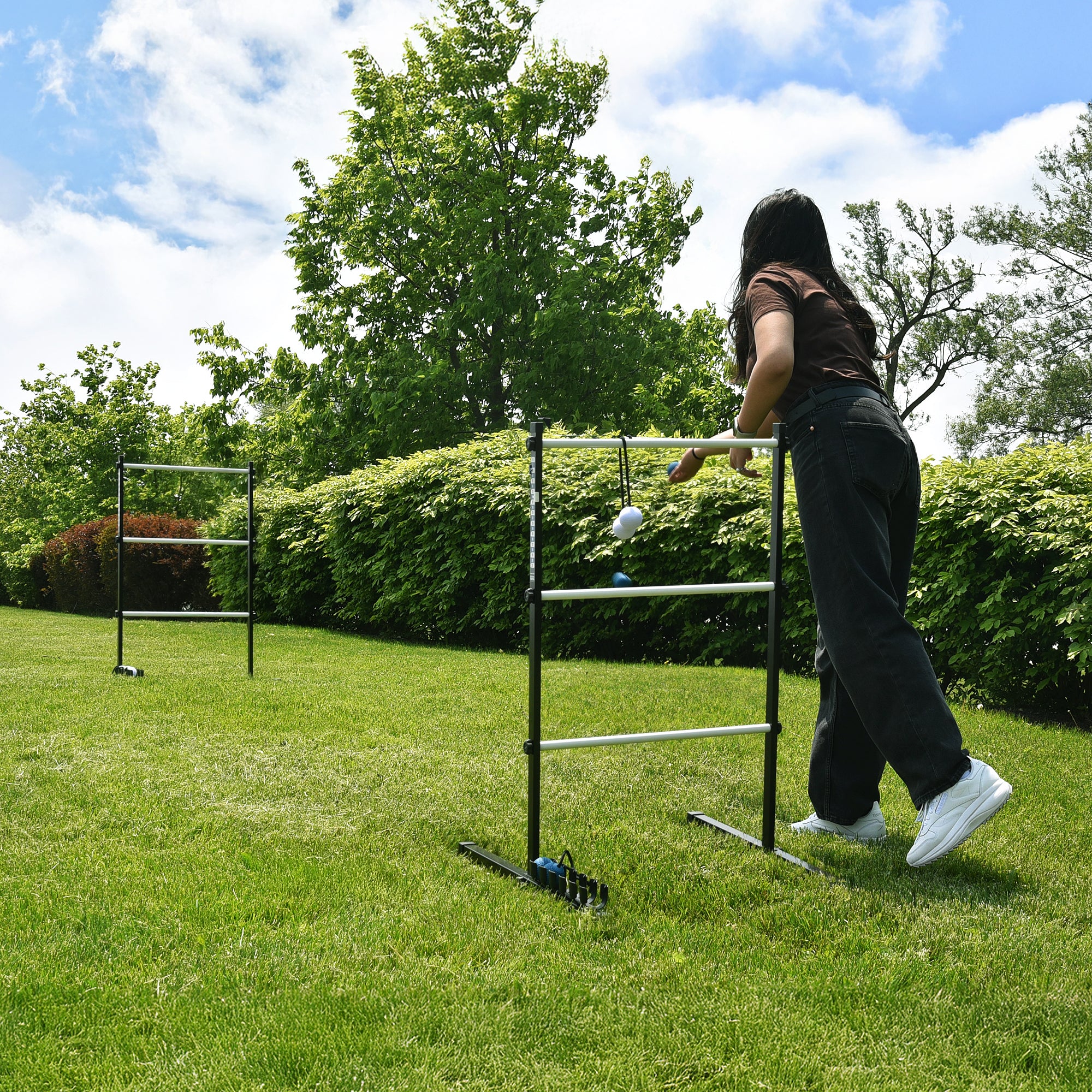 Ladder Golf® Extreme Metal Tournament Edition Ladder Ball Game - Blue & White
