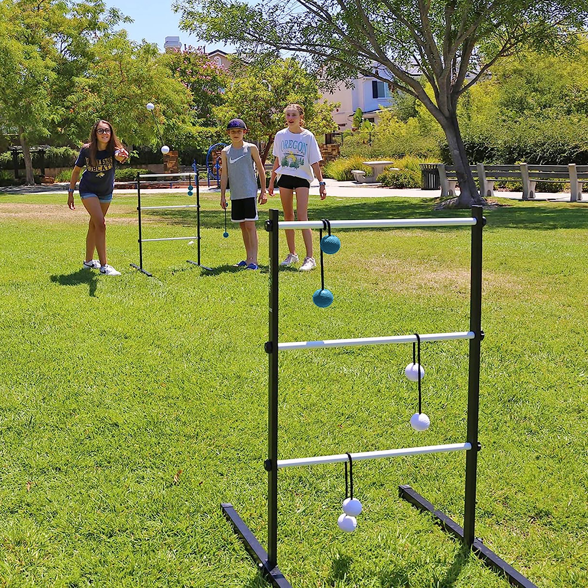 Ladder Golf® Extreme Metal Tournament Edition Ladder Ball Game - Blue & White