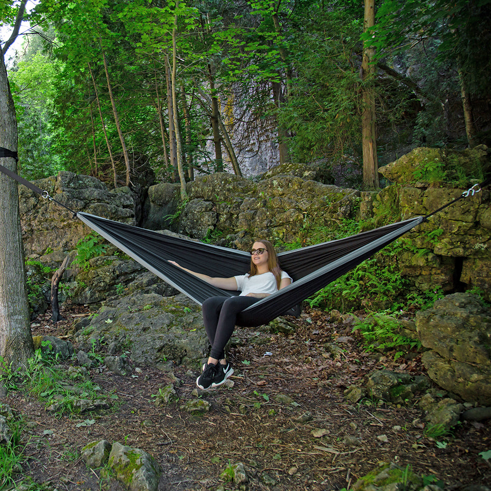 Parachute Camping Hammock - Black & Grey