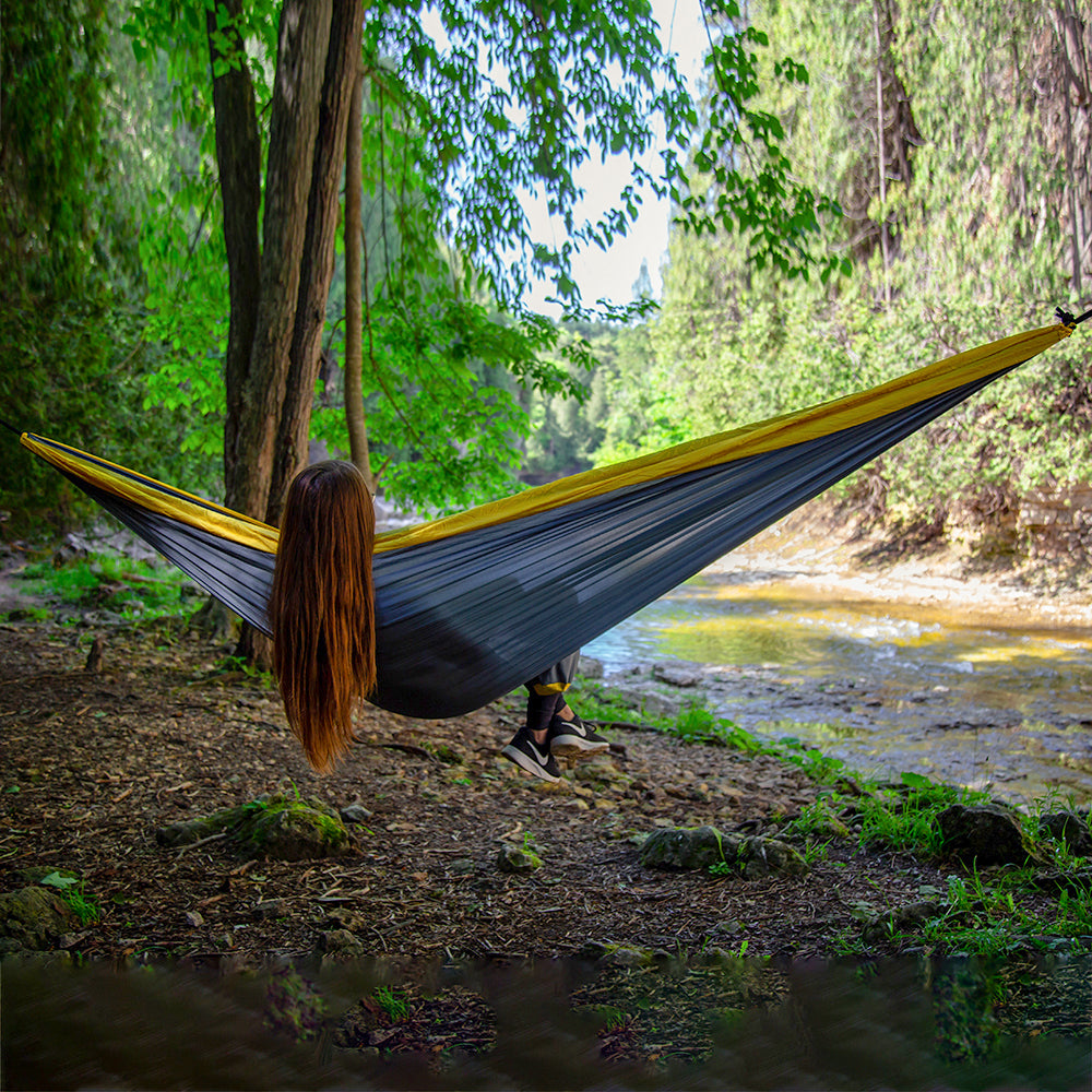 Parachute Camping Hammock - Gray & Yellow