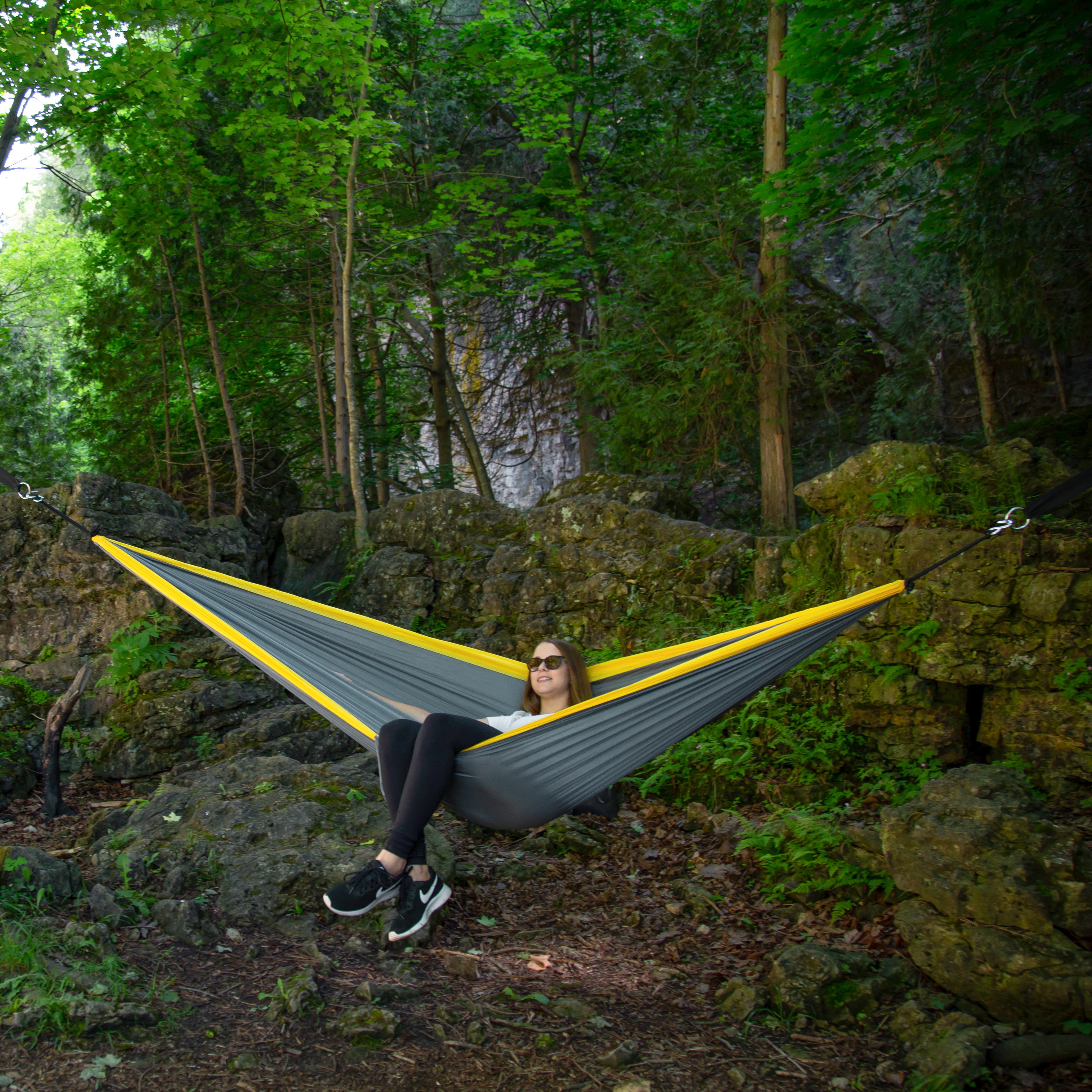 Parachute Camping Hammock - Gray & Yellow