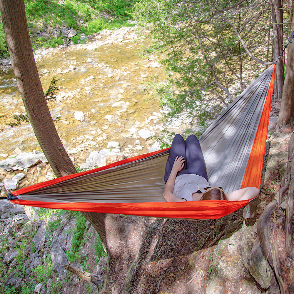 Parachute Camping Hammock - Grey & Orange