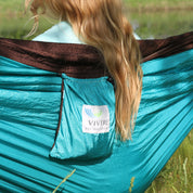 Parachute Camping Hammock - Turquoise & Chocolate