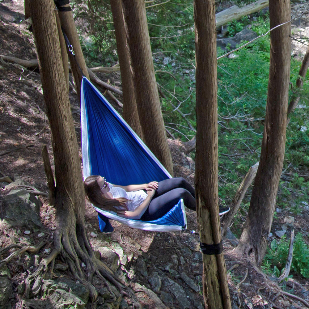 Parachute Camping Hammock - Navy & White