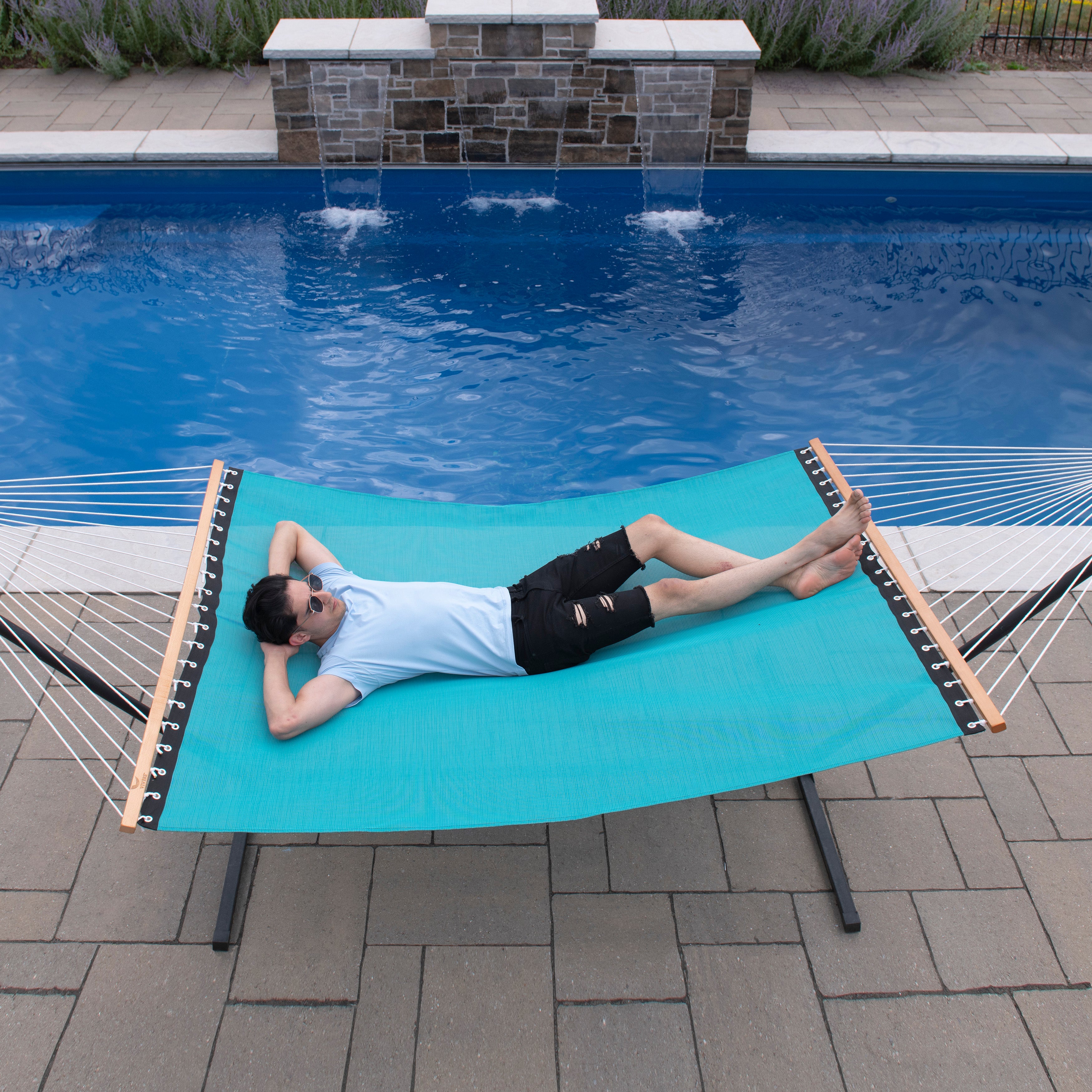 Phifer® Poolside Spreader Bar Hammock - Blue Hawaii