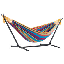 Load image into Gallery viewer, Double Cotton Hammock with Stand (9ft/280cm) - Tropical
