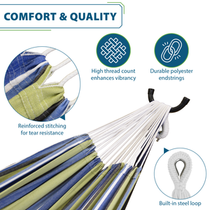 Double Cotton Hammock with Stand (9ft/280cm) - Oasis