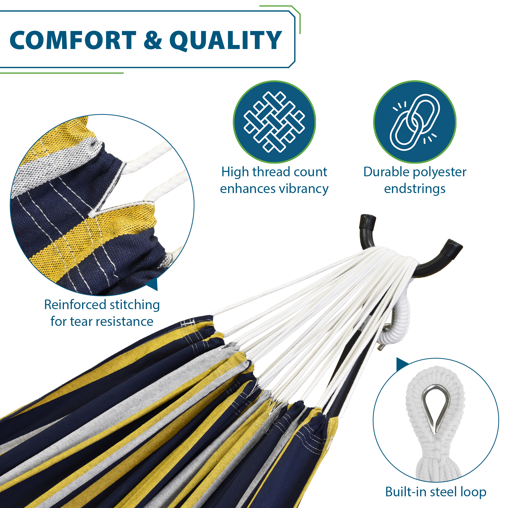 Double Cotton Hammock with Stand (9ft/280cm) - Serenity