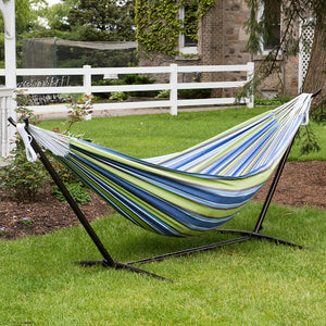 Double Cotton Hammock with Stand (9ft/280cm) - Oasis