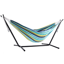 Load image into Gallery viewer, Double Cotton Hammock with Stand (9ft/280cm) - Cayo Reef
