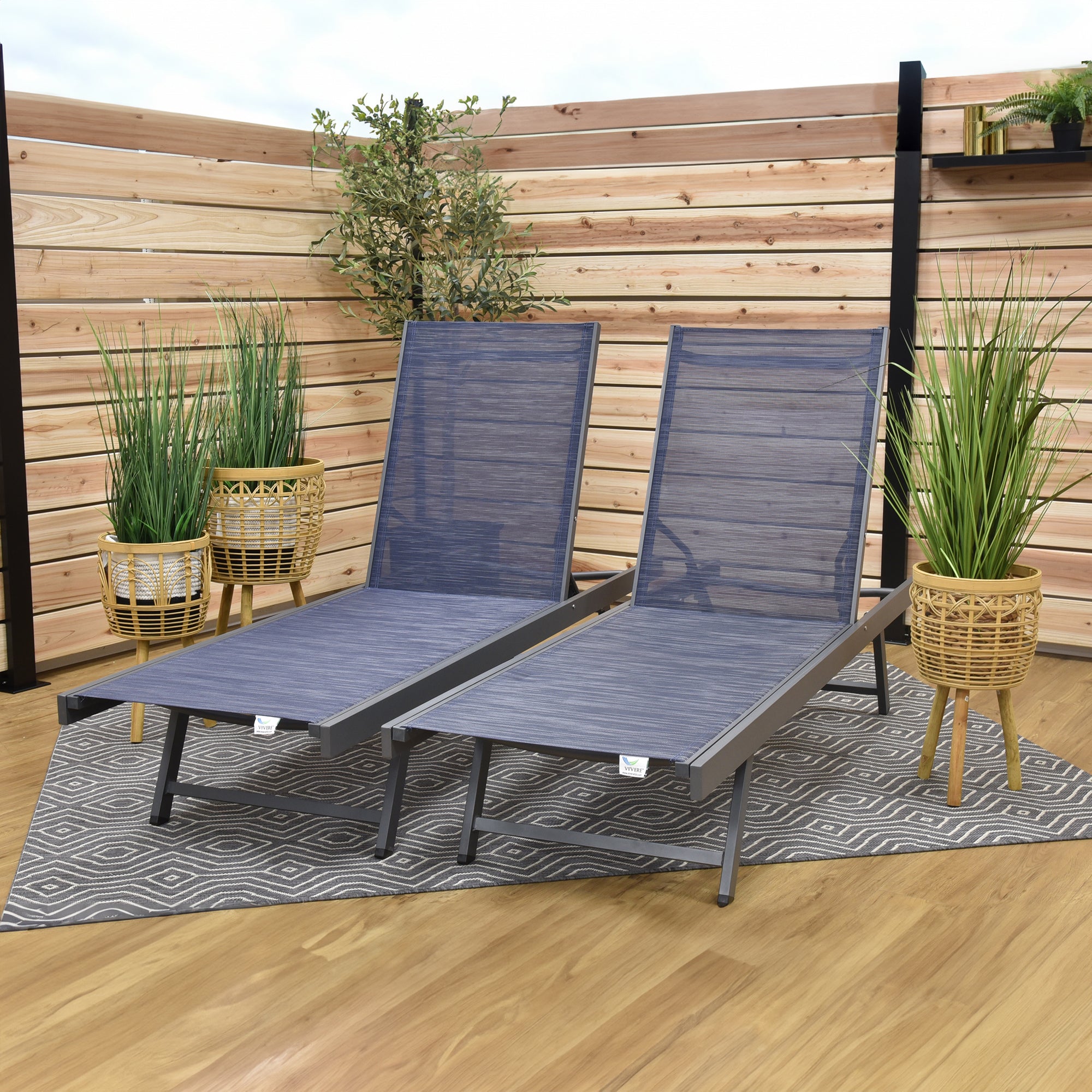 Urban Phifer® & Aluminum Lounger Set (2pc) - Navy Steel