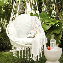 Load image into Gallery viewer, Deluxe Macrame Chair With Fringe - White
