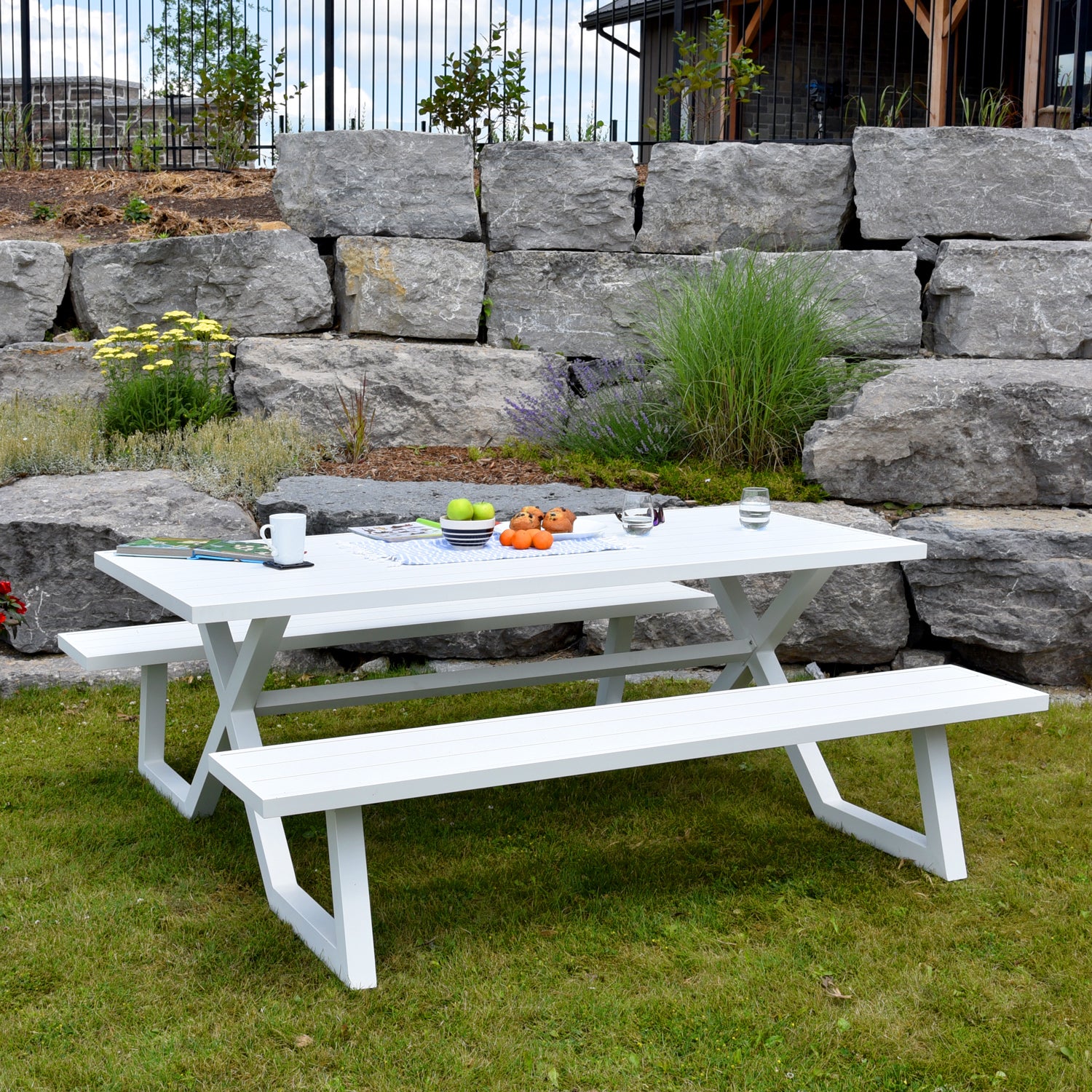 SEGAWE 3ft Square Folding Table - White Plastic, Portable For Garden, Picnic & Beach