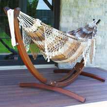 Load image into Gallery viewer, 10ft Authentic Brazilian Hammock with Solid Pine Arc Stand
