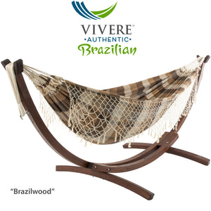 10ft Authentic Brazilian Hammock with Solid Pine Arc Stand
