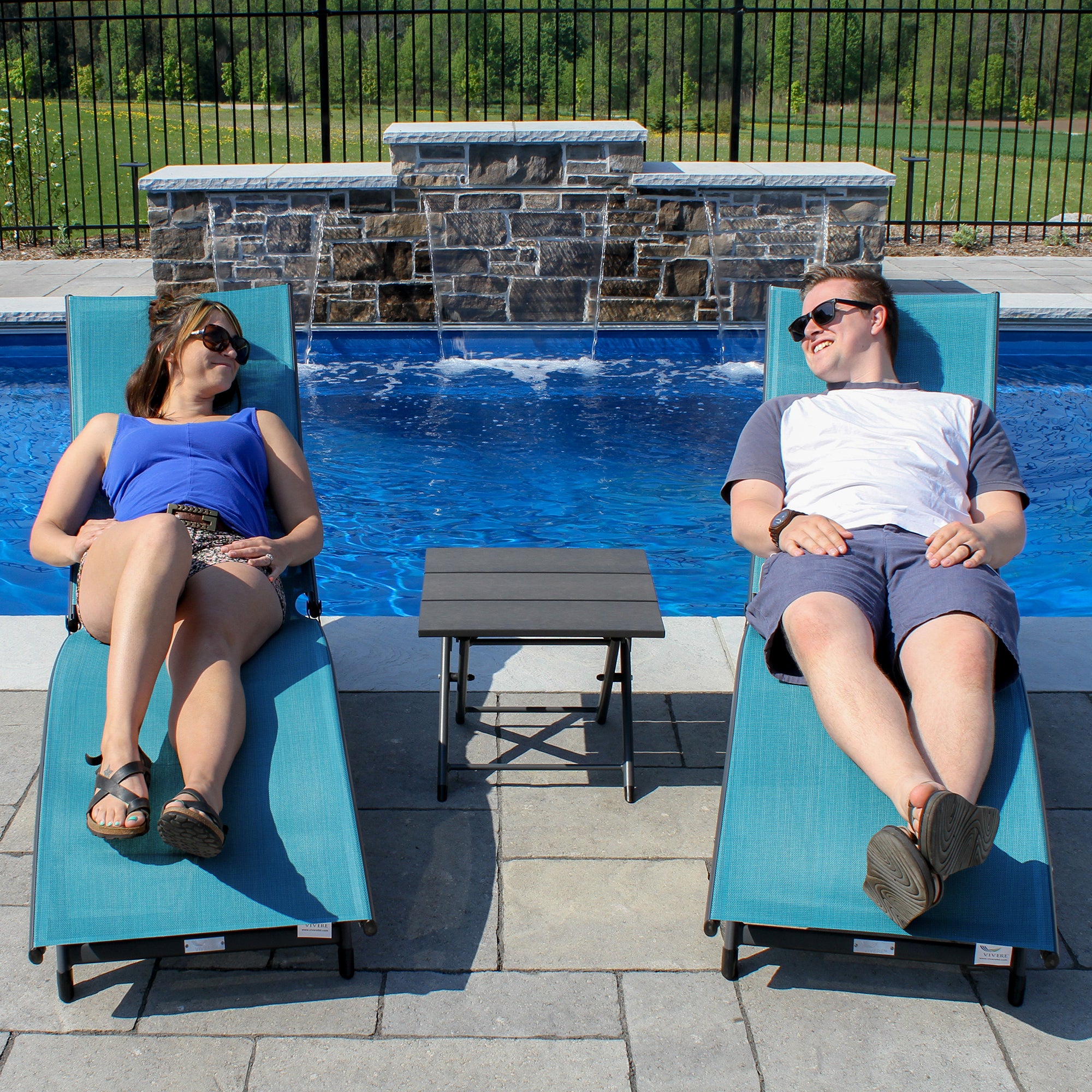 Coral Springs Phifer® & Aluminum Lounger Set (3pc) - Blue Hawaii