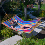 Cotton Spreader Bar Hammock - Tropical