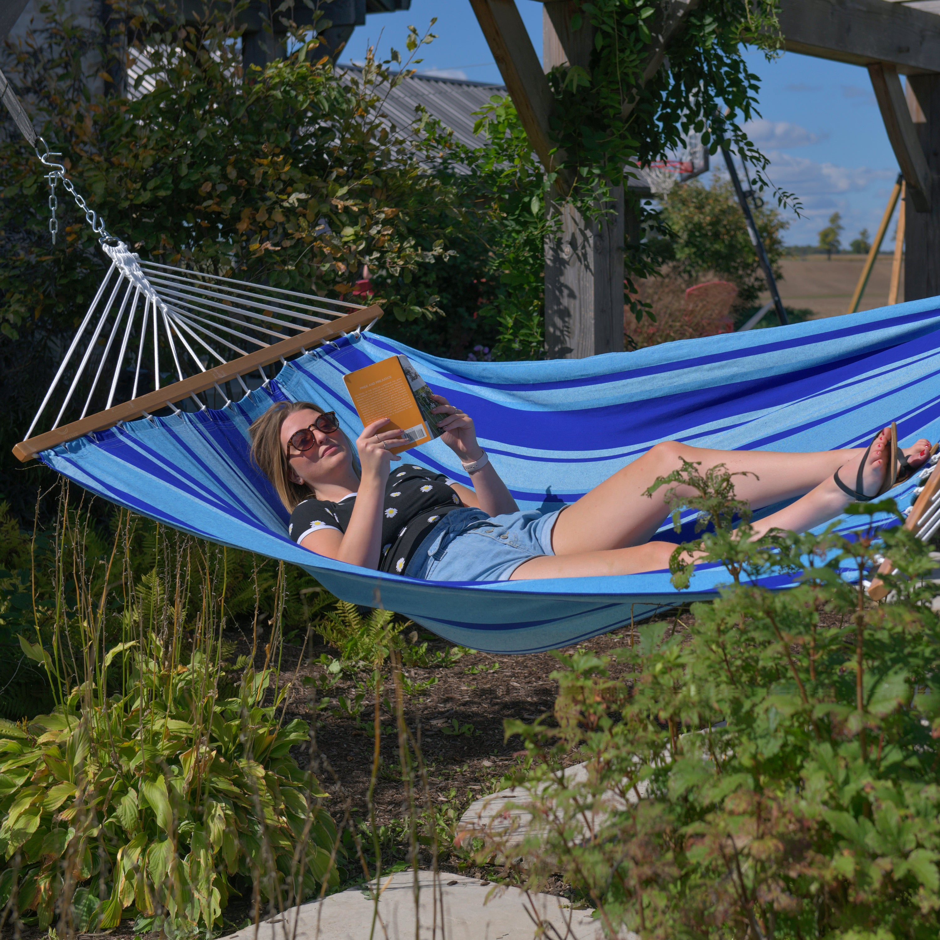 Cotton Spreader Bar Hammock - Island Breeze