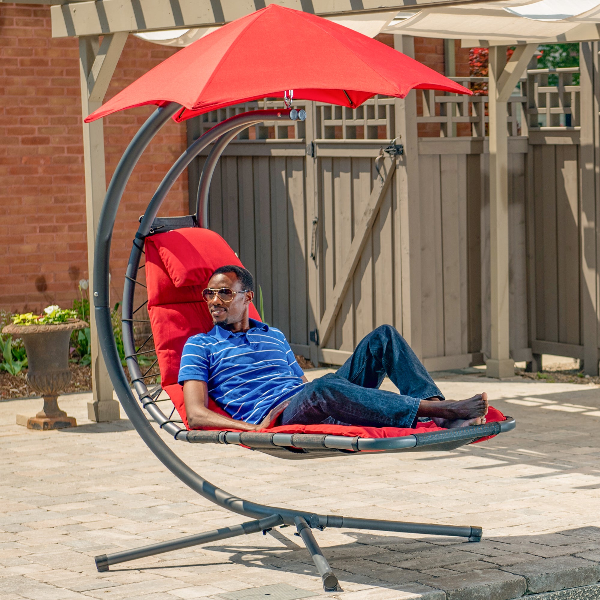 Vivere CS CR Dream Chair Poltrona Originale - Rosso Ciliegia, Cast Silver, Portata 120 Kg