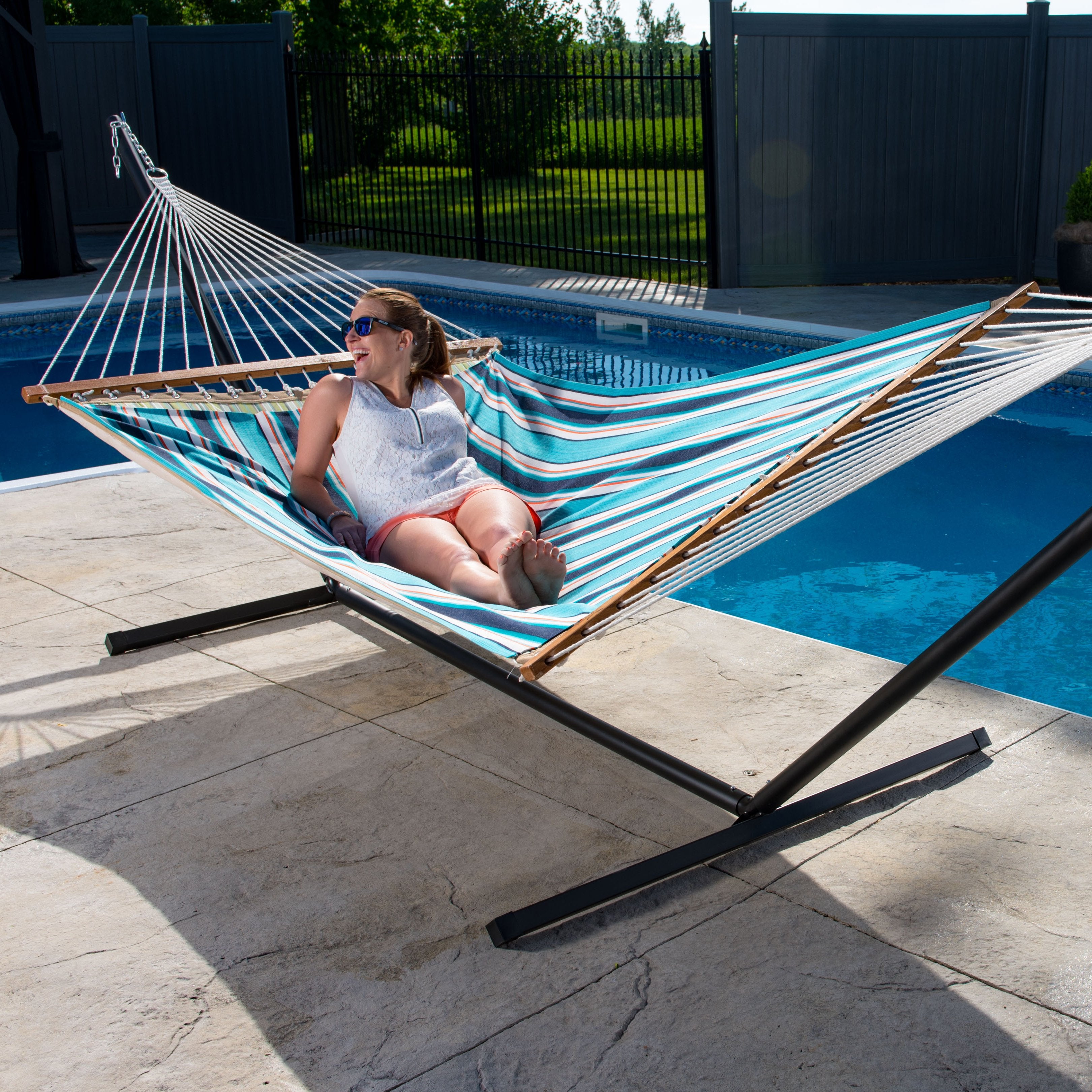 Sunbrella® Quilted Spreader Bar Hammock - Token Surfside